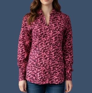 SHERRY Cervi Pink Cheetah Leopard Print Snap Long Sleeve Rodeo Shirt